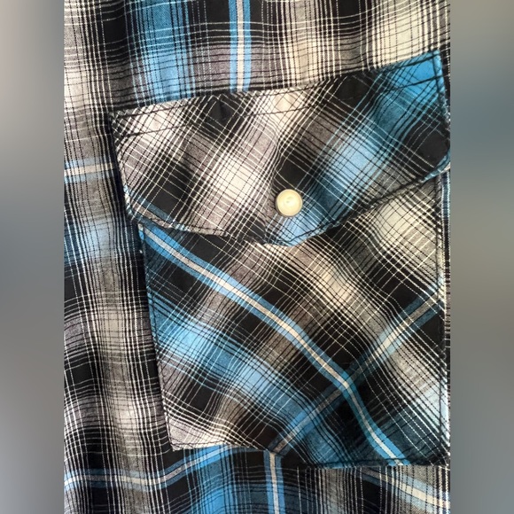 Wrangler Shirt Mens Blue Plaid Pearl Snap Western Button Up Size 3XL - Picture 6 of 11
